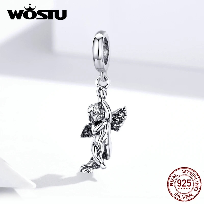 WOSTU Религия Стиль серебряные бусины 925 пробы Иисуса Купидон Святой Девы Подвески подходят к оригинальному браслету кулон ювелирные изделия CQC1407