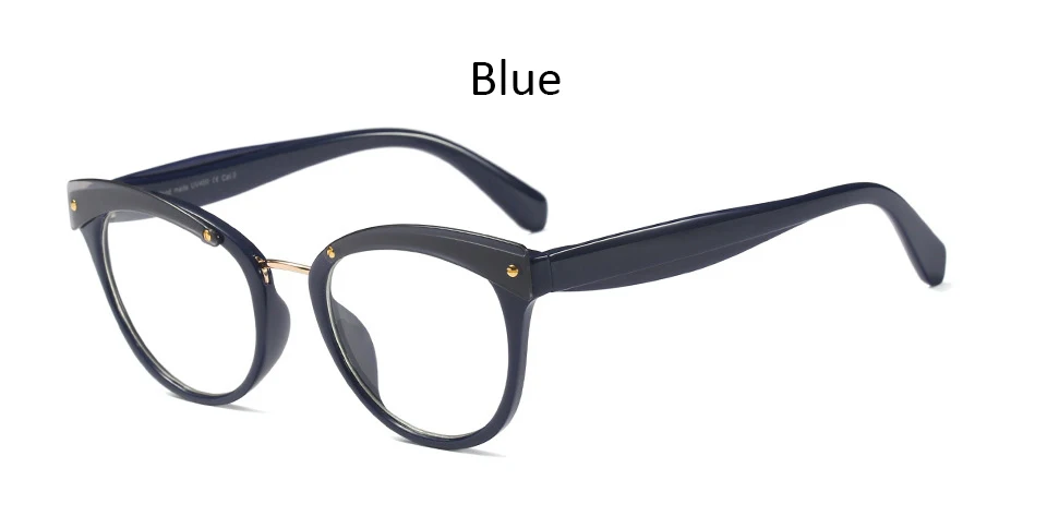 Blue Сексуальные оправы для очков кошачий глаз для женщин, роскошные розовые прозрачные оправы для очков с заклепками для дам, брендовые прозрачные очки для вычислений - Цвет оправы: Blue