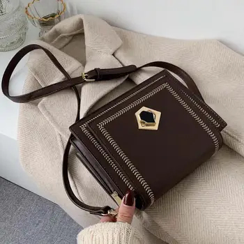 

Retro Fashion Female Square Crossbody Bag 2019 New High Quality PU Leather Women's Designer Handbag Lock Shoulder Messenger Bag