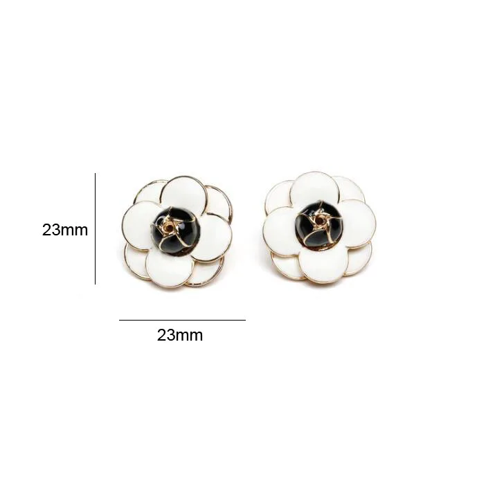 earrings white CINDY XIANG, эмаль, Сатурна, цветок камелии, броши для женщин, черный цвет, модное пальто, сумочка, булавки, Новое поступление, ювелирное изделие, подарок - Окраска металла: earrings white
