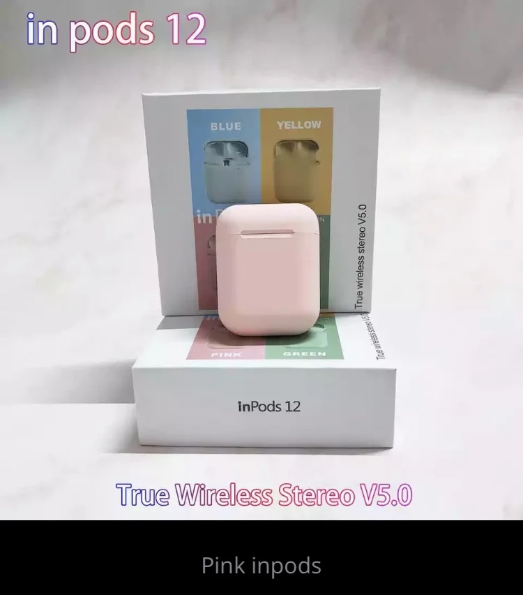 Inpods 12 Pk i60 TWS Bluetooth наушники 5,0 Bluetooth гарнитура Беспроводные наушники с микрофоном Siri - Цвет: Pink