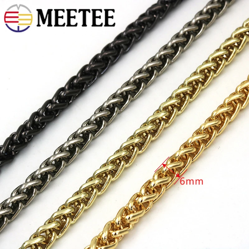 Meetee 6mmX100/110/120 см сумка металлический ремешок-цепочка различных крючок с пряжкой и цепочкой Сумочка "сделай сам" Замена кнопки с пряжкой на ремешке, украшенные аксессуары