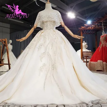 شراءAIJINGYU فساتين لحفلات الزفاف فساتين الزفاف مع اللؤلؤ الزفاف على الانترنت بيع الأعشاب الضارة 2021 حجم كبير فستان مذهل