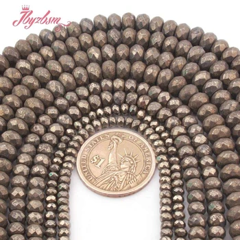 

2x4 3x6 5x8mm Faceted Heishi Rondelle Silvers Gray Pyrite Spacer Beads Stone for DIY Necklace Bracelet Rings Jewelry Making 15"