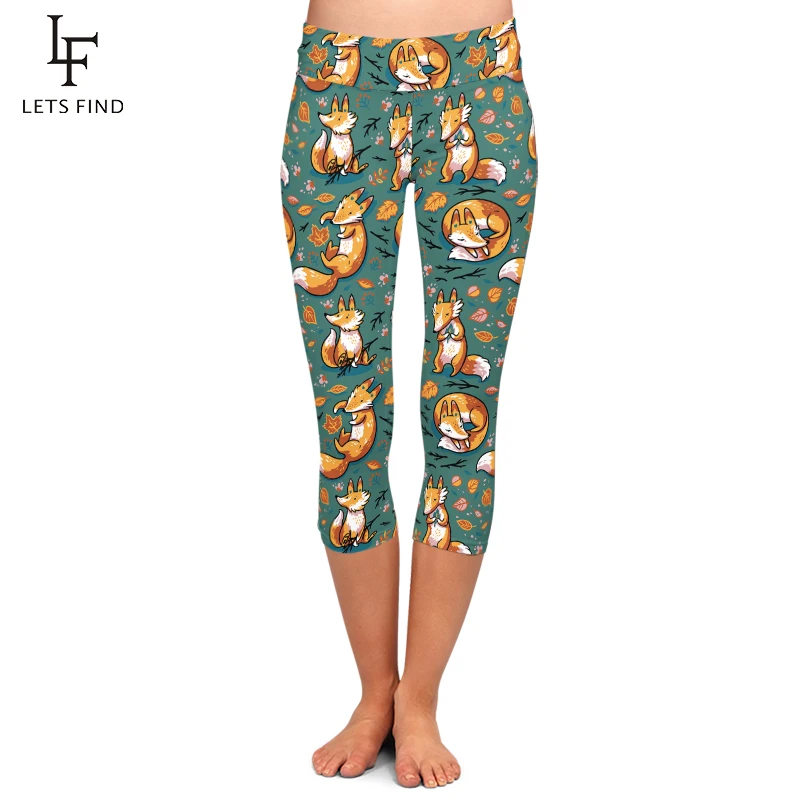 New Design 3D Digital Printing Fox Capri Leggings High Waist Elastic Trousers Fashion Mid-Calf Women Leggings New Design 3D Digital Printing Fox Capri Leggings High Waist Elastic Trousers Fashion Mid-Calf Women Leggings