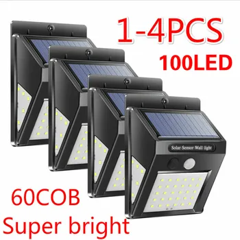 

1-4pcs 30/100 LED Solar Power Lamp Saving Street Garden Yard Security PIR Motion Sensor Wall Light Outdoor Waterproof EnergyLamp
