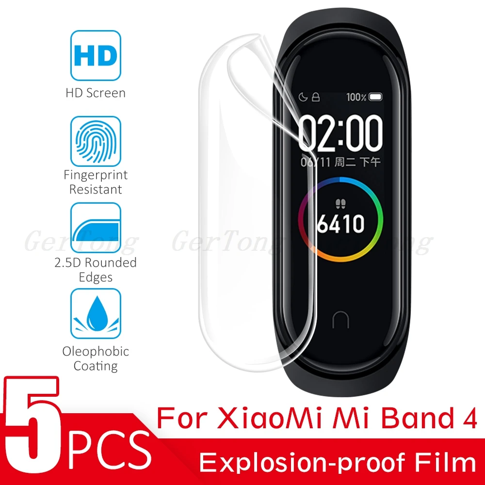 

5PCS LCD TPU Screen Protector Hydrogel TPU Film For XiaoMi Band 4 Smart Wristband Bracelet Full Cover Protective Film Not Glass