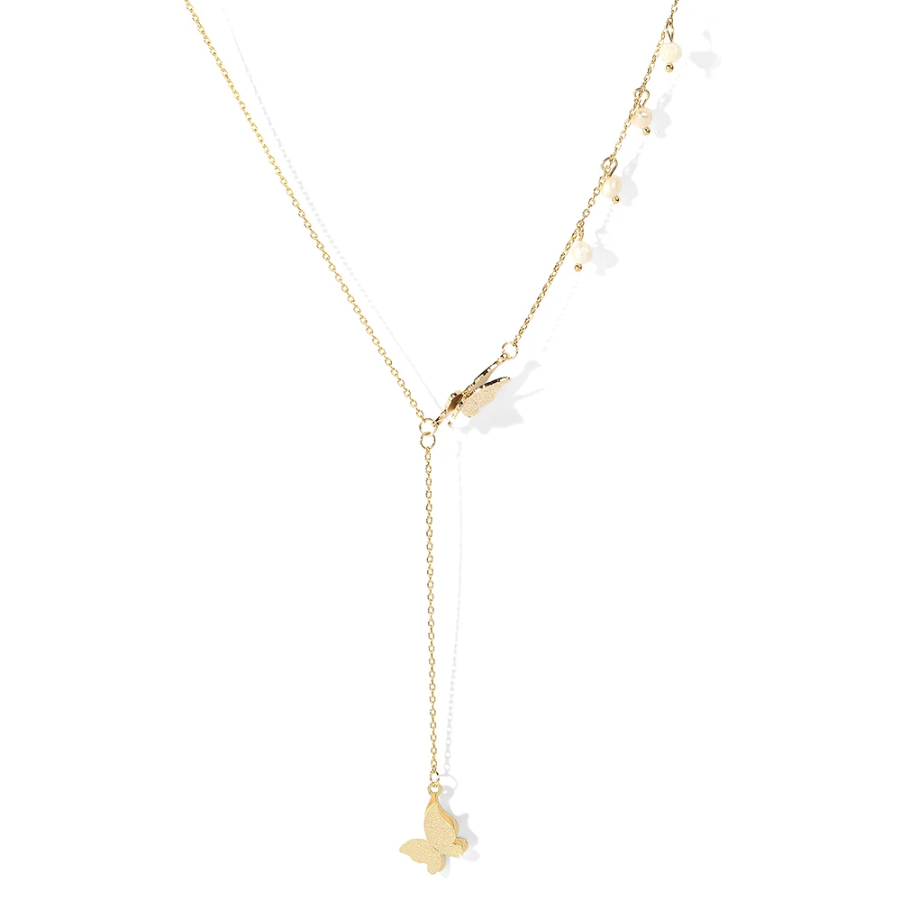 Ant Angel 2020 Romantic United Flying Butterfly Pendant Fresh Pearl 14 K Gold Plated Necklace For Girlfriend Anniversary Gift | Украшения и