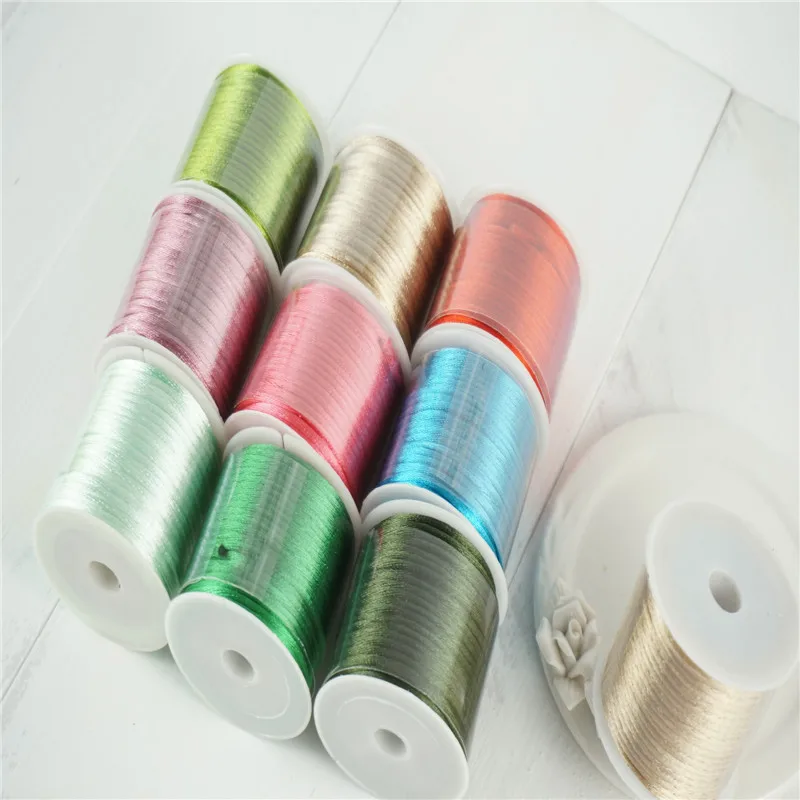 Popular colors 2mmX10m/roll Braided Macrame Silk Satin Nylon Cord Rope DIY Making Findings Beading Thread