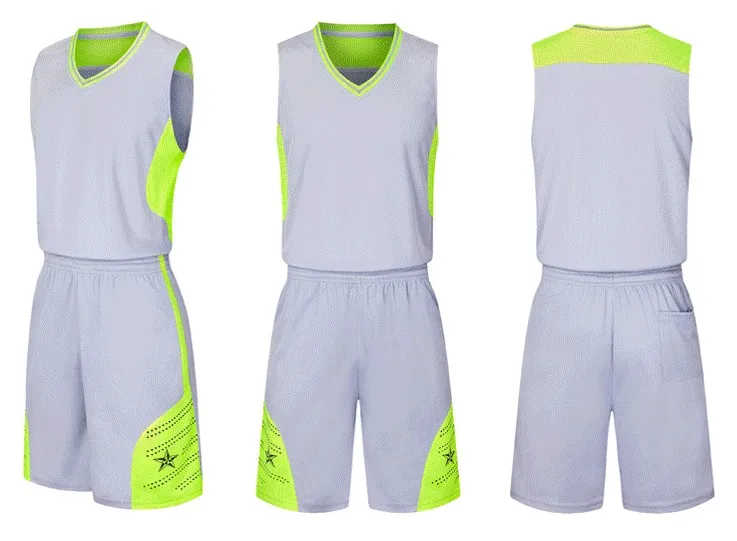 Мужской баскетбольный костюм на заказ, баскетбольная футболка для колледжа, Униформа, баскетбольная команда, тренировочные спортивные комплекты одежды - Цвет: Gray