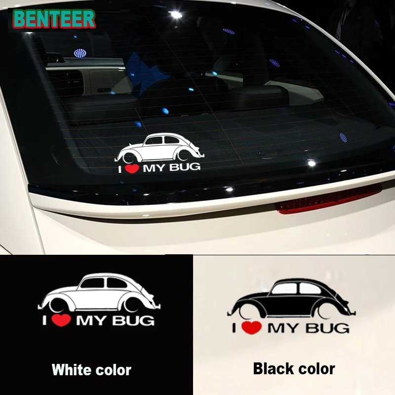 

2pcs Reflective i love bug Car body Sticker for Volkswagen Beetle