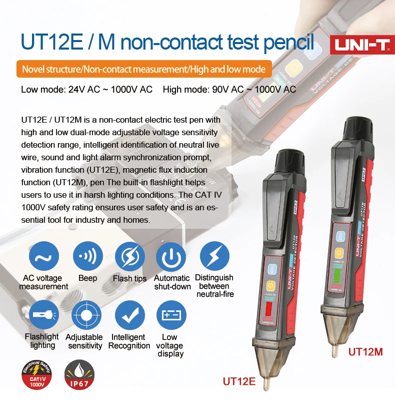 detector de voltagem ac, 24v-1000v