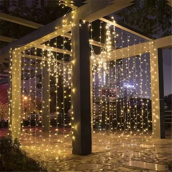 

LED String Light Garland Remote 204/304/576 LED Fairy Icicle Twinkle Lights For Xmas New Year Home Curtain Window Decoration