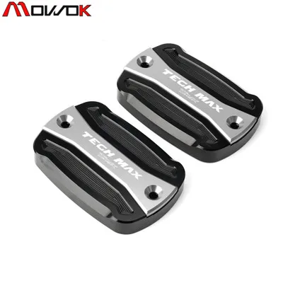 Для Tmax Tech Max TMAX 560- новейшие высококачественные мотоциклетные CNC бачок для тормозной жидкости, топлива бак Кепки крышка - Цвет: Tech Max Silver