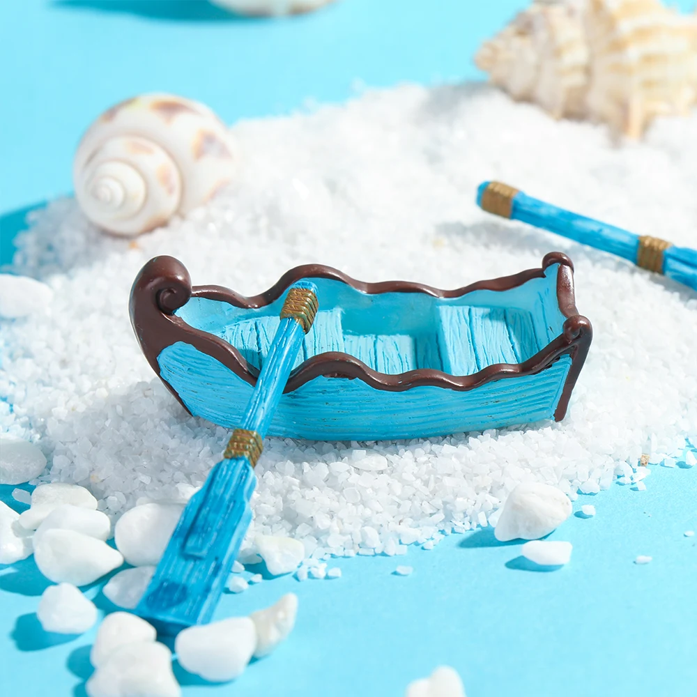 Resin Miniature Boat Figurine for Fairy Garden Terrarium Decor