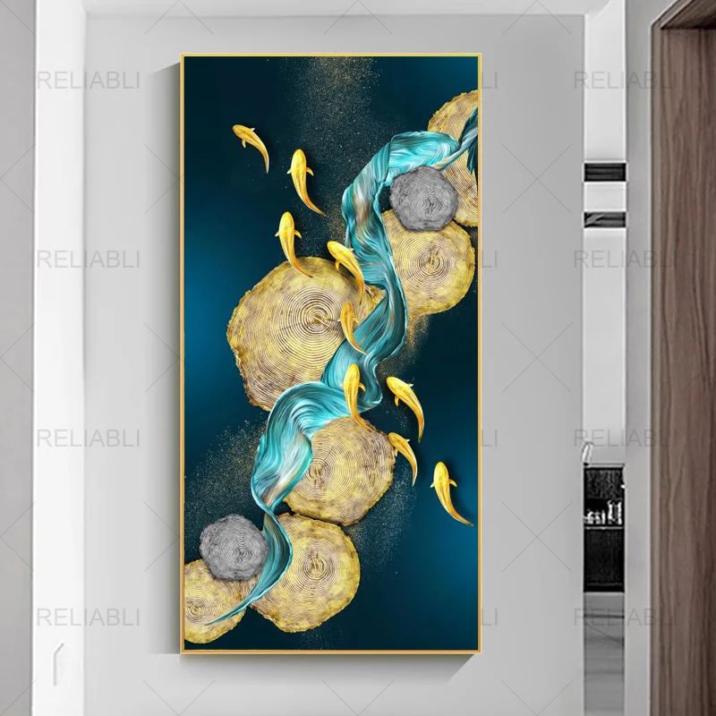 Quadro Astratto Koi Quadro Su Tela Arte Murale Feng Shui Pesci Poster E Stampe Carpa Lotus Pond Immagini Per Soggiorno Decor