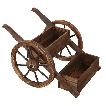 

Double-layer Anti-corrosion Wooden Rectangular Creative Garden Small Float Balcony Outdoor Decoration Double Wheel Flower Stand