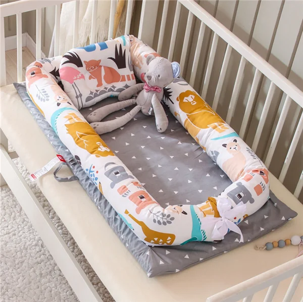90*50 см портативная кроватка-колыбель для малышей Детская кроватка-гнездо складная кровать для путешествий с матрасом-бампером - Цвет: C6