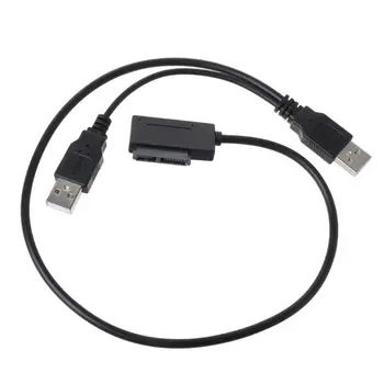 

Dual USB 2.0 to 7+6 Pin Slimline Slim SATA Cable Adapter for Notebook Laptop ODD Hot Sale