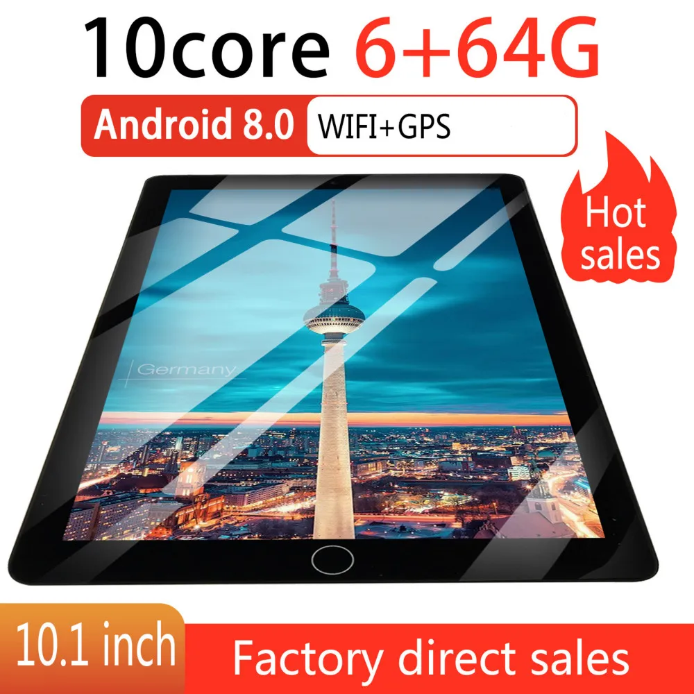 2,5 D экран металла 10 дюймов Android 8,0 планшетный ПК Octa Core Dual Камера 2.0MP/5.0MP Оперативная память 8GB + Встроенная память 64G/16G, Wi-Fi, 2020