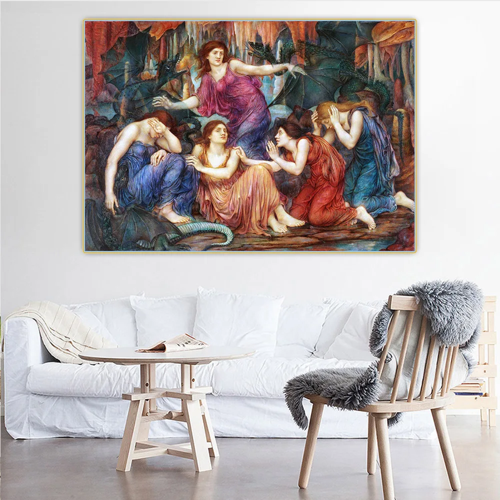 Evelyn De "the Captives, Woman And Dragon" Canvas Oil Painting