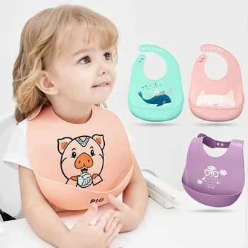 

Baby Bibs Waterproof Silicone Feeding Baby Saliva Towel Newborn Cartoon Aprons Baby Bibs Adjustable Different styles of Bibs