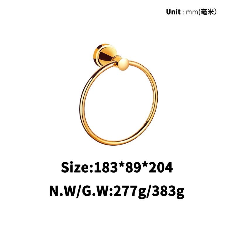Towel Rings Золотой набор аксессуаров для ванной комнаты, латунные аксессуары для ванной, Наборы полотенец, держатель для бумаги, кольца для полотенец - Цвет: Towel Rings