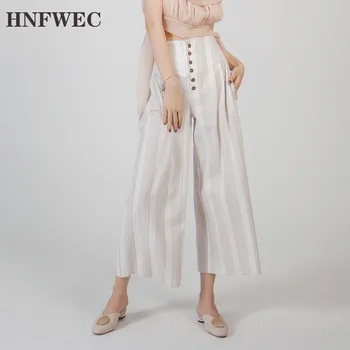 

2019 Summer New Women Pants Wild Cotton Casual Fashion Ladies Pants High Waist Europe Wide Leg Pants Female Z880