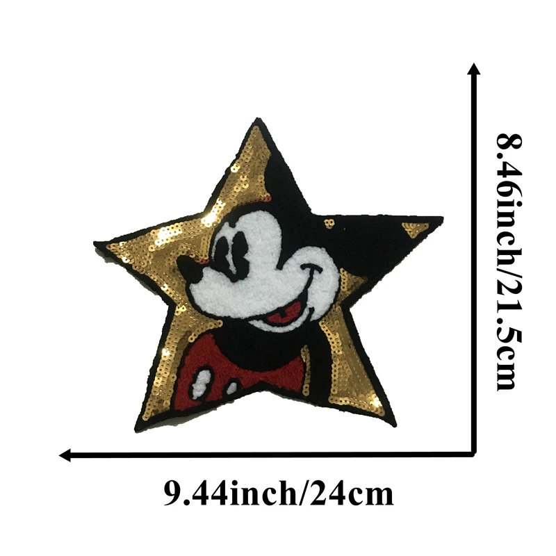 2 шт./лот пять звезд Микки Минни блестками пришить заплатка для одежды DIY Швейные аксессуары мультфильм мышь блёстки патч
