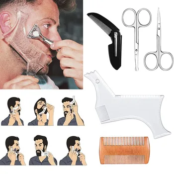 

5pcs New Men Beard Shaping Styling Template Comb Transparent Men's Beards Combs Beauty Tool For Hair Beard Trim Templates