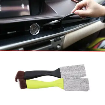

Car Air Vent Exhaust Hole Dash Panel Dust Brush Detail Detailing Cleaning Tool Plastic + Cloth Cleaning Brush Accessory Auto