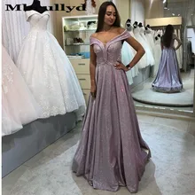 Mbcullyd блестящее платье для выпускного вечера длинное Бисероплетение с открытыми плечами официальное вечернее платье для женщин плюс размер халат De Soiree