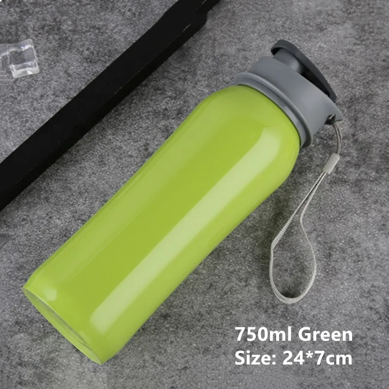 750ml Green Спортивная бутылка для воды из нержавеющей стали, большая емкость, герметичная, для активного отдыха на велосипеде, фитнеса, альпинизма, шейкер, бутылки для воды, BPA бесплатно - Цвет: 750ml Green