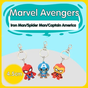 

Marvel Disney Avengers Keychain Spiderman Pendant Accessories Iron man Durable Key holder Captain PVC 4.5cm Key Ring Wholesale