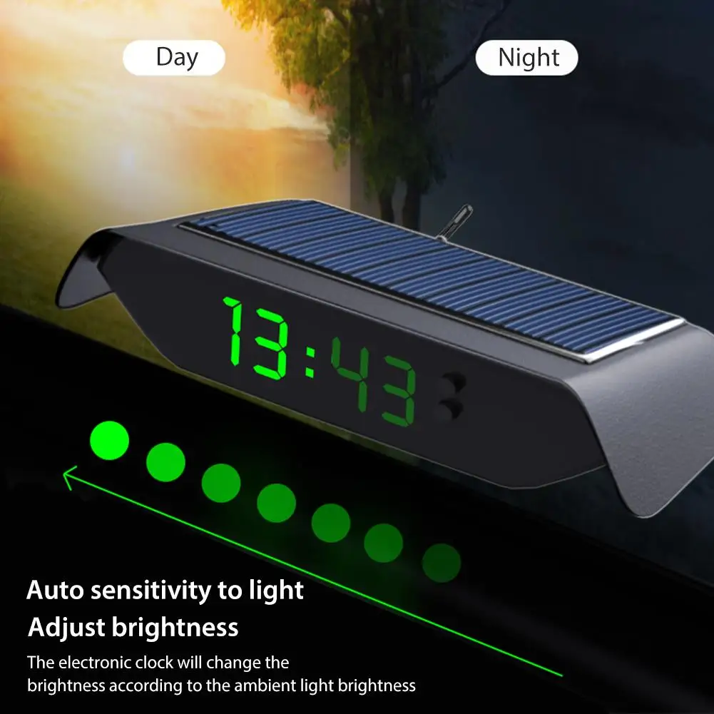 Auto Solar Uhr Thermometer Leucht Automatische Helligkeit Einstellung  High-präzision Elektronische Uhr Temperatur Monitor - AliExpress