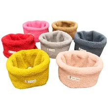 Зимний детский шарф с кольцом, однотонная детская теплая одежда с шейный платок, плюшевый воротник Детский шарф для мальчиков и девочек