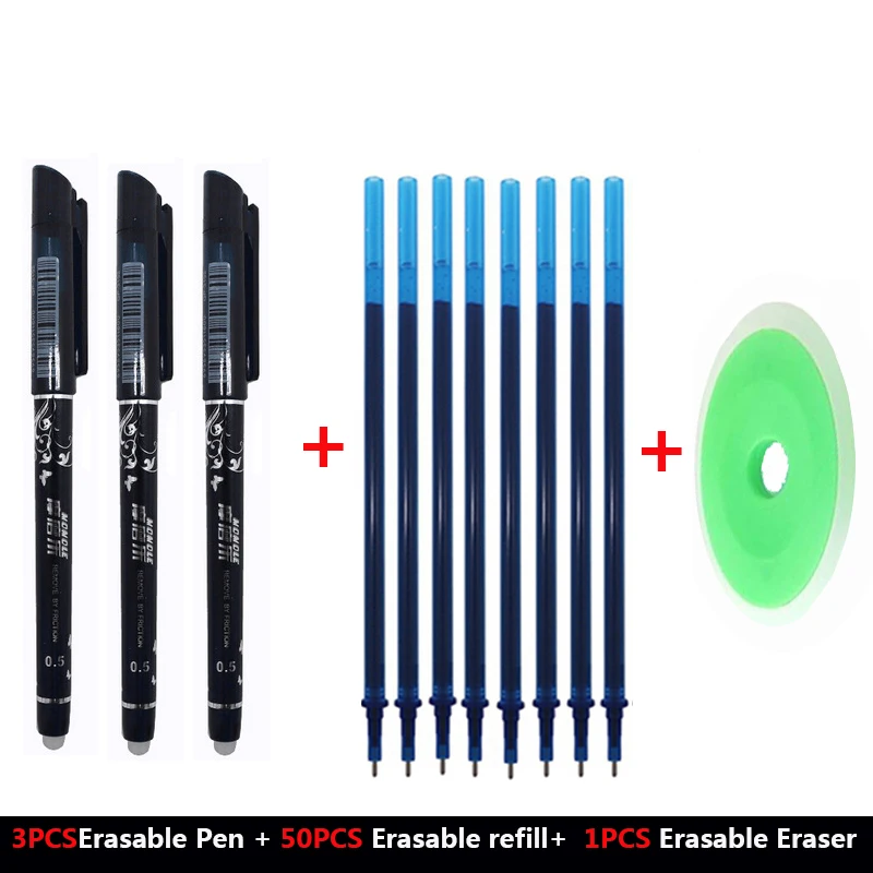 EPRS-Ink-Blue2 54 шт./компл. стираемая ручка стержень сменный гелевый ручка 0,5 мм со стирающимися чернилами ластик 4 цвета канцелярские товары для школы и офиса ручки записи инструмент для домашних животных - Цвет: EPRS-Ink-Blue2
