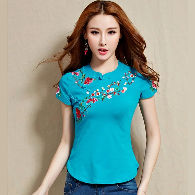 Traditional Chinese Clothing for Women Tang Chinese Style Shirt Female Short Sleeve Summer Cheongsam Top 4XL 5XL