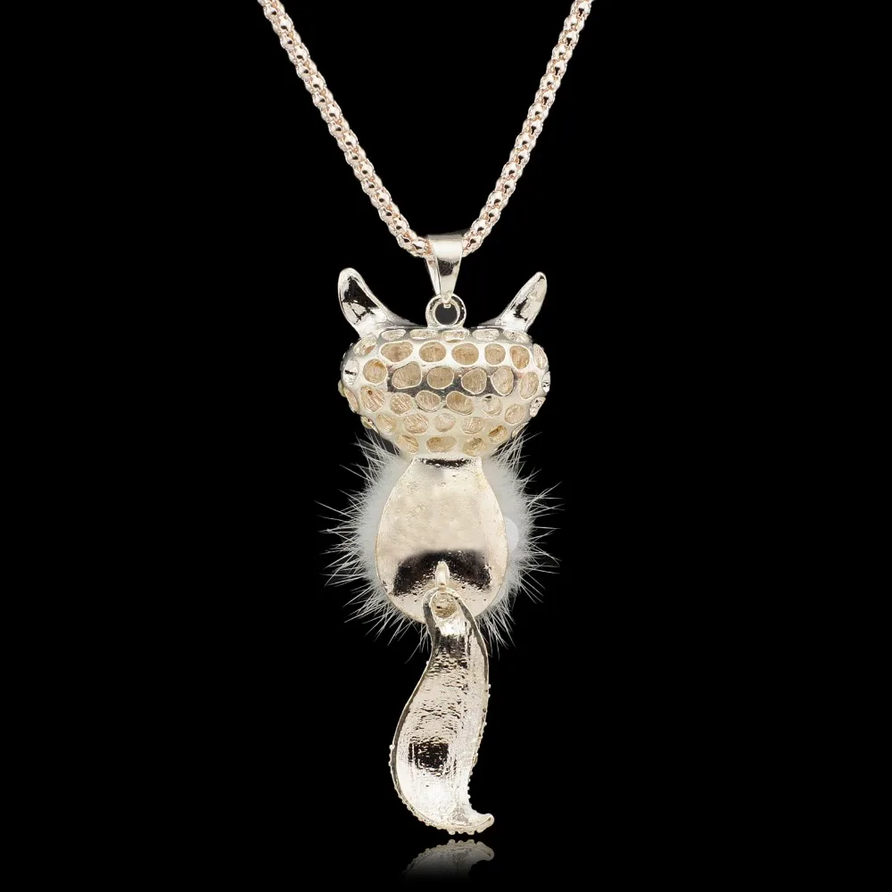 Милое стильное Очаровательное ожерелье с искусственным мехом лисы и подвеской для женщин X020