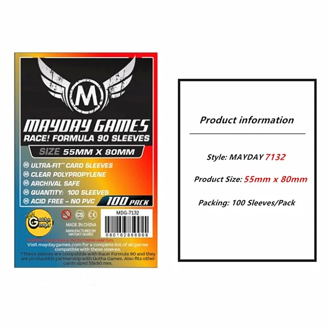 100 Sleeves Board Games MAYDAY Card Game Sleeve Protector protective clear cards sleeves 7132 x 100
