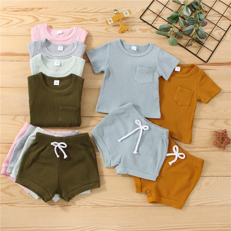 Summer Toddler Infant Clothes Kids Baby Girls Boy Cotton Ribbed Knit ...