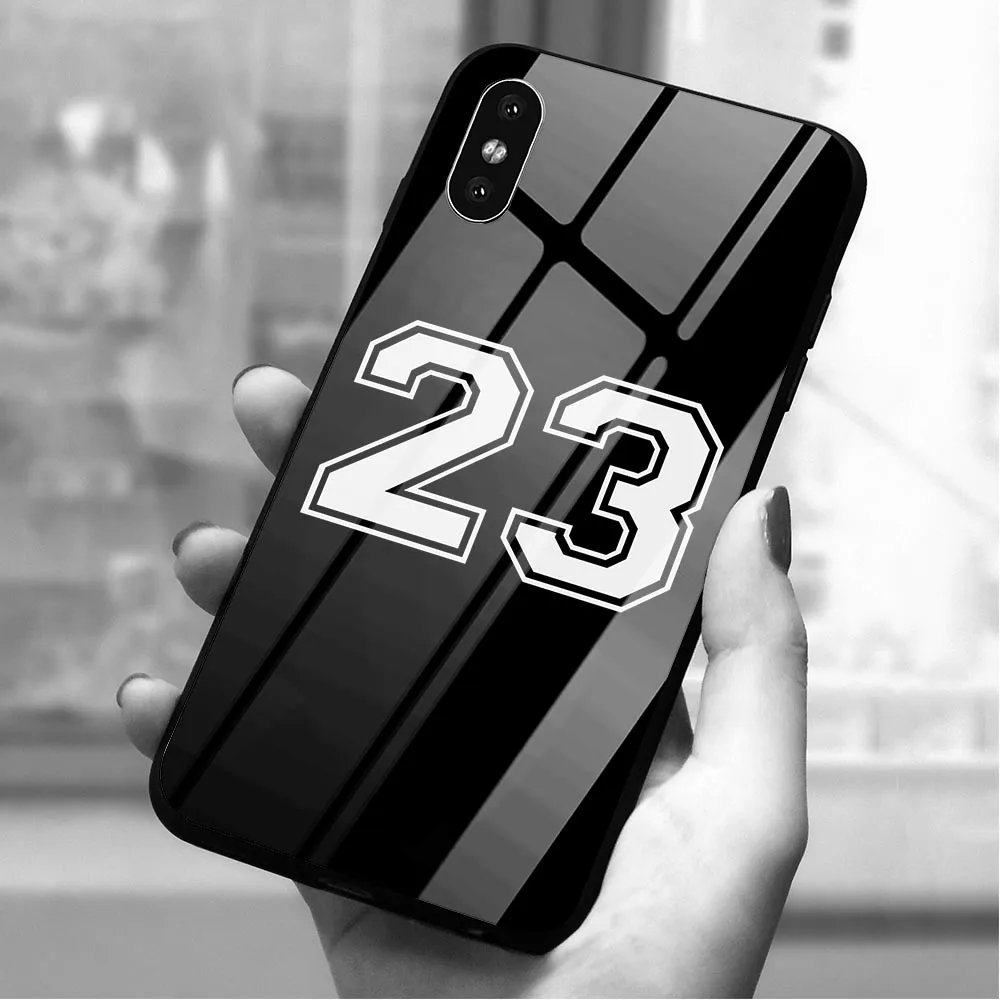 

Ultra Thin Basketball Number Design Tempered Glass Phone Cover for iPhone XR Case Xs Max X 6 6S 8 Plus 7 5S 5 SE Covers Back