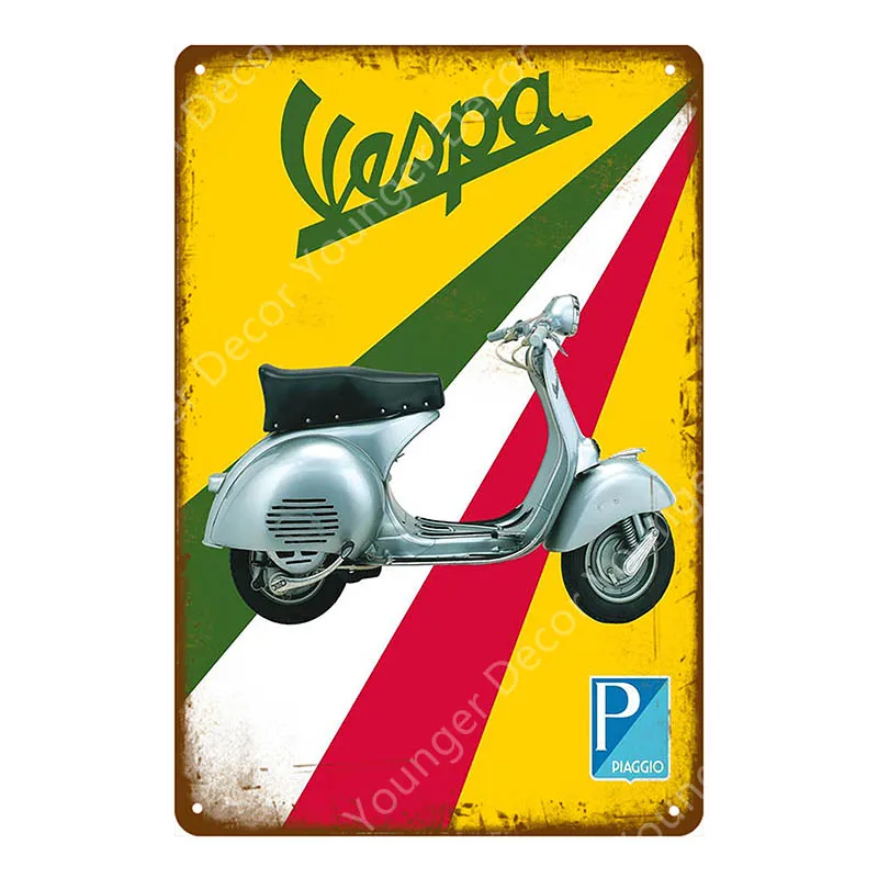 Это мод вещь металлическая вывеска итальянский скутер Vespa Lambretta ВИНТАЖНЫЙ ПЛАКАТ классический электромобиль стикер на стену автомобиль гараж - Цвет: YD9347E