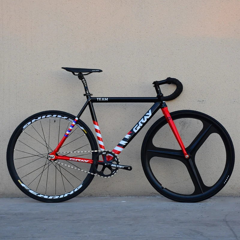 de piñón fijo gris de 52CM, bici de una sola velocidad, marco de aleación de aluminio, pista 700C, 3 radios, rueda de aleación de magnesio, freno en - AliExpress