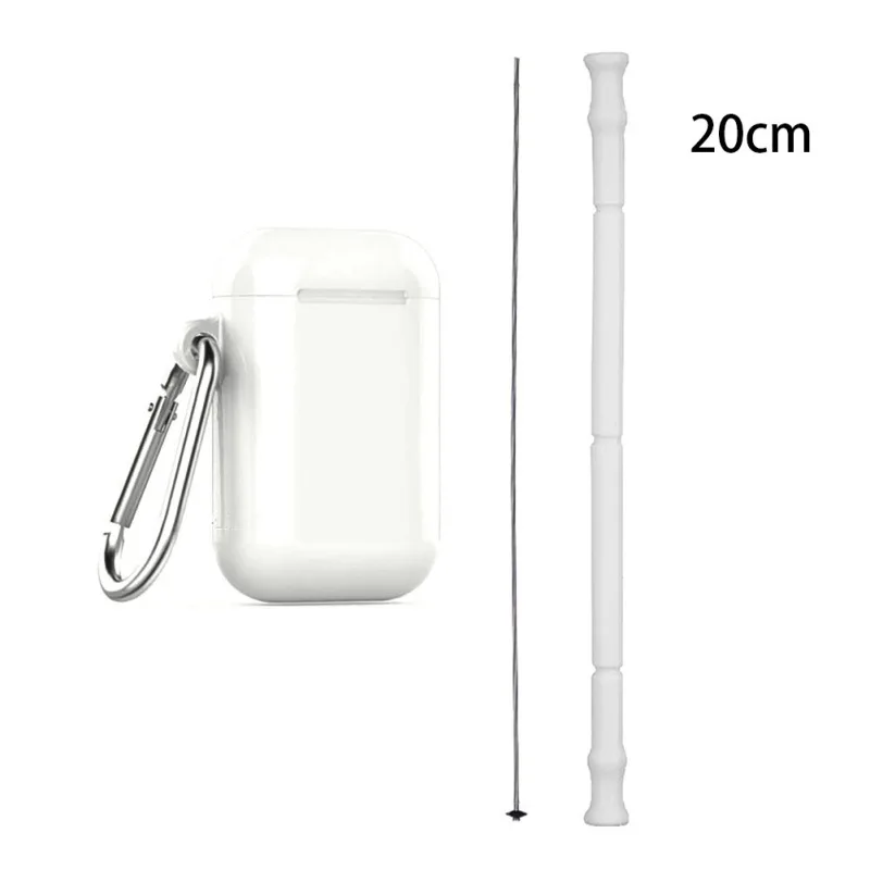 Collapsible Silicone Straw Reusable Folding Drinking Straw With Carrying Case And Cleaning Brush For Travel Home Office Drinks