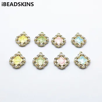 

New arrival! 22x18mm 100pcs Rhinestone/Imitation Pearl Square charm for Earrings parts,hand Made Earrings Findings Jewelry DIY