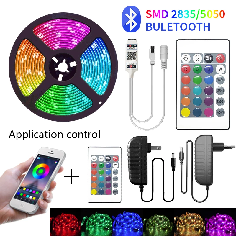 Bluetooth LED Strip Lights 20M RGB Luces Led 5050 Flexible Ribbon Waterproof Smart Light 5M 10M Tape Diode DC12V Control | Лампы и
