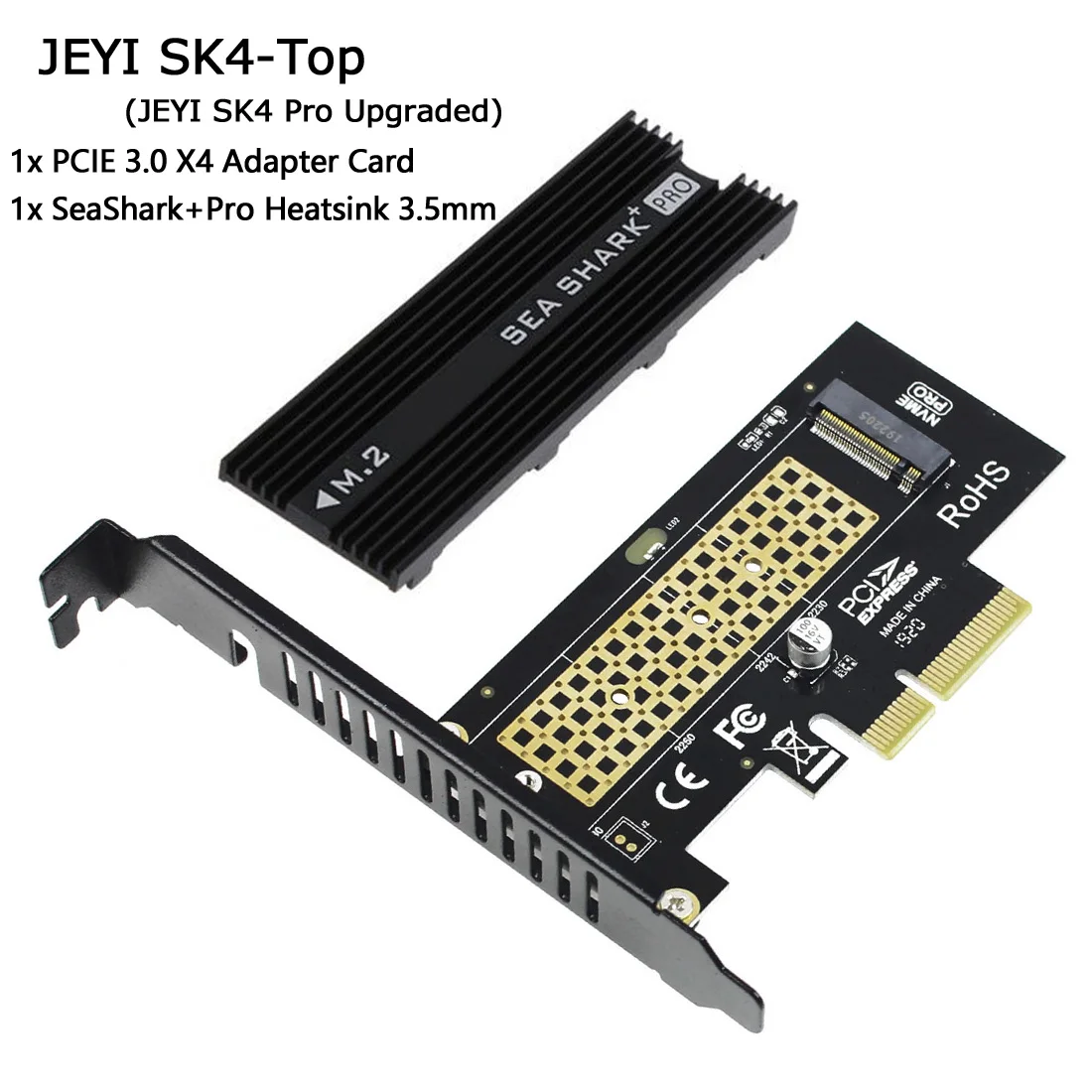 JEYI SK4 Plus M.2 NVMe SSD для PCIE 3,0X4 адаптер карта M ключ для 2230 2242 2260 2280 SSD PCI-e X8 X16 радиатор охлаждения sehark - Цвет: Зеленый