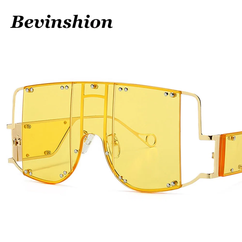 Металлические солнцезащитные очки в стиле панк сплав большая оправа роскошный