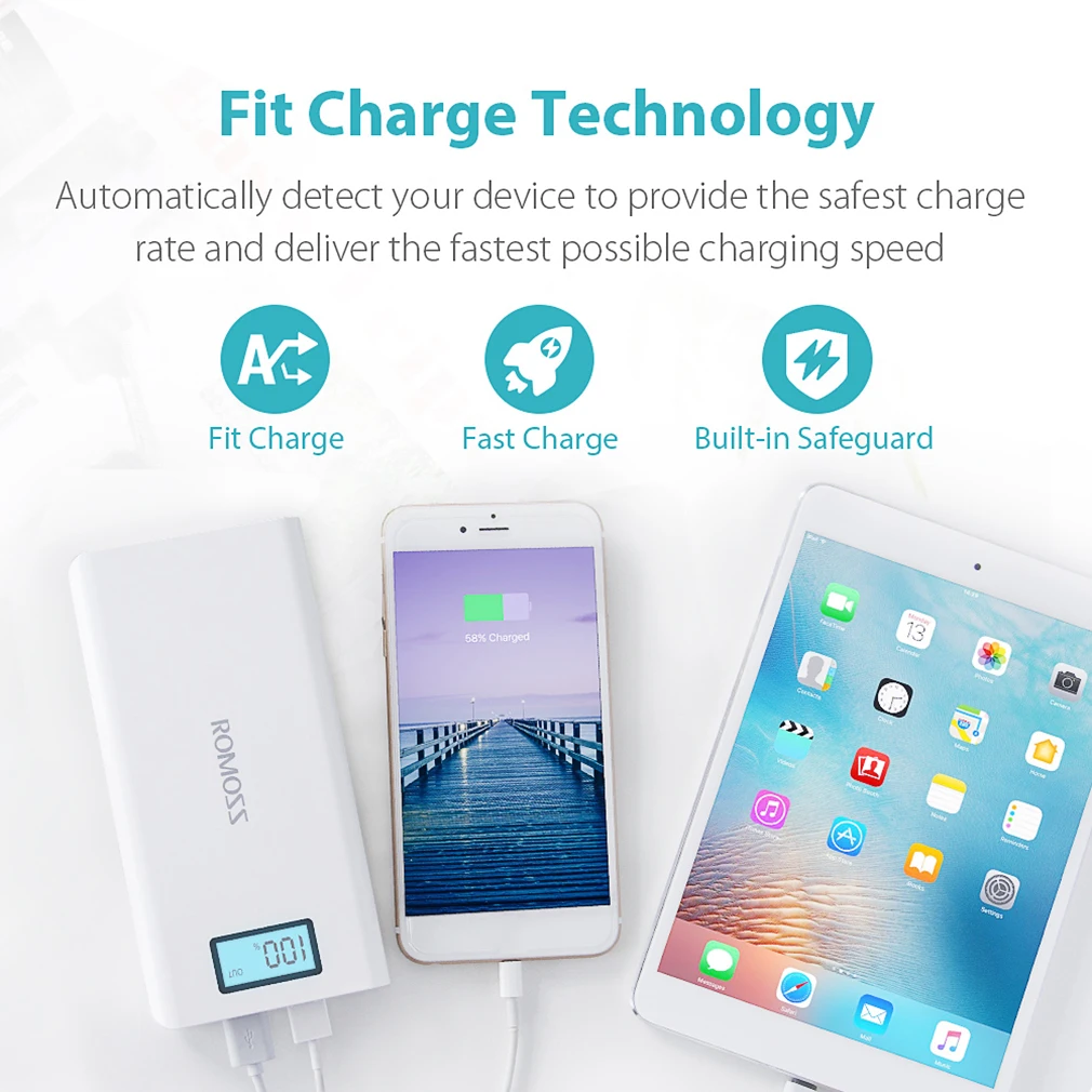 Romoss Sense 6 Plus power Bank 16000mah Dual usb 2.1A умное быстрое зарядное устройство для мобильных телефонов Xiaomi samsung huawei iPhone iPad
